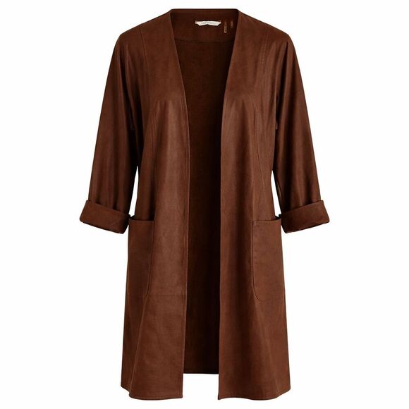 Soft Surroundings Jackets & Blazers - Soft Surroundings Faux Suede Duster Jacket Size 1X Brown Coat Open Front Pockets
